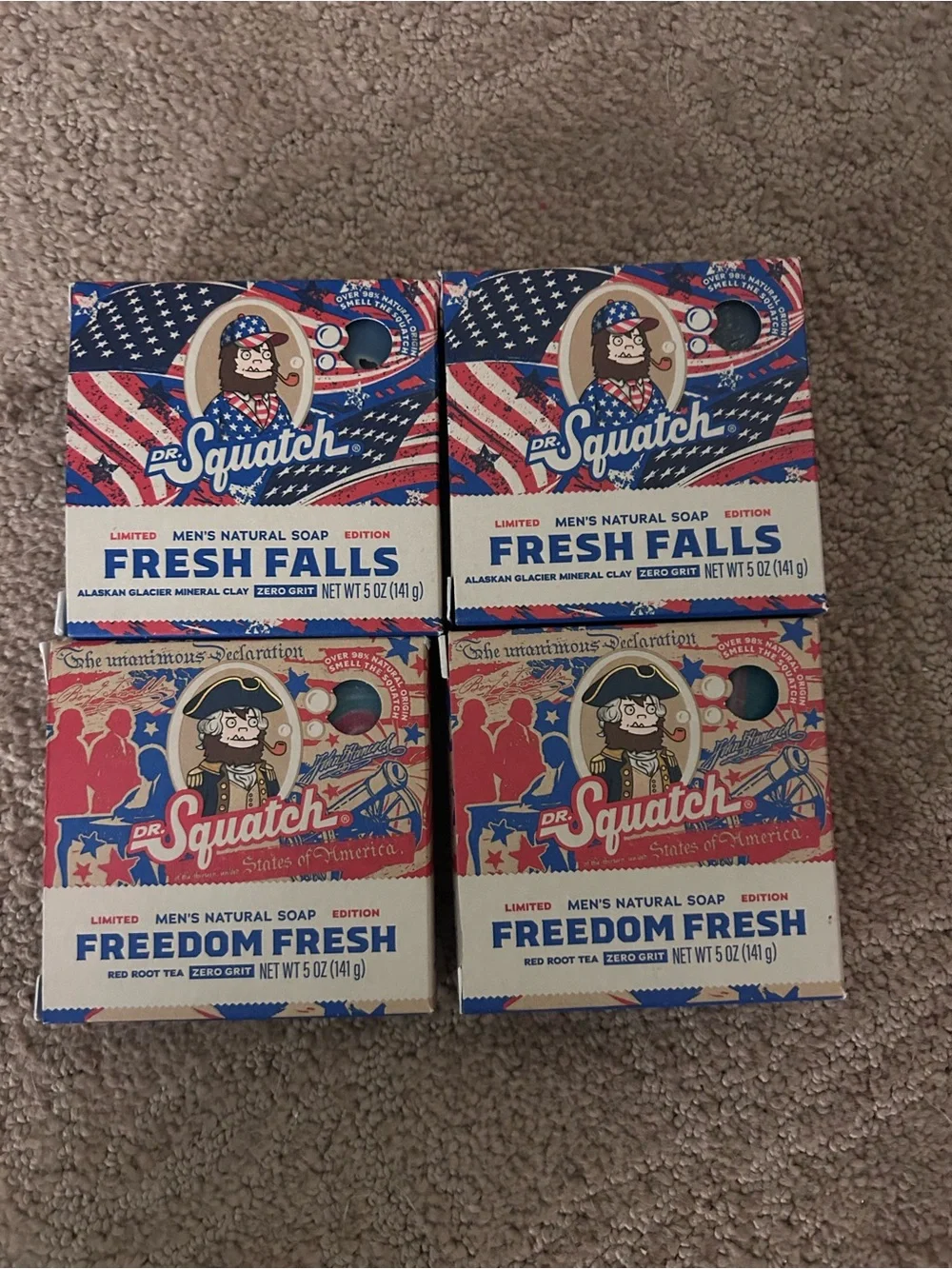 Dr. Squatch Men’s Natural Soap - Fresh Falls & Freedom Fresh (Red/Blue/White)